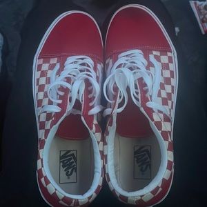 red and white checkered vans
